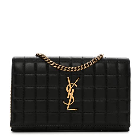 SAINT LAURENT Lambskin Carre Quilted Cassandre Chain 